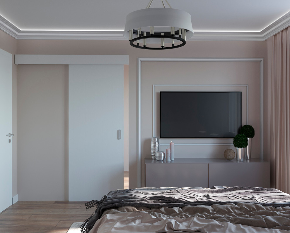 Спальня в Москве в неоклассике с синими деталями