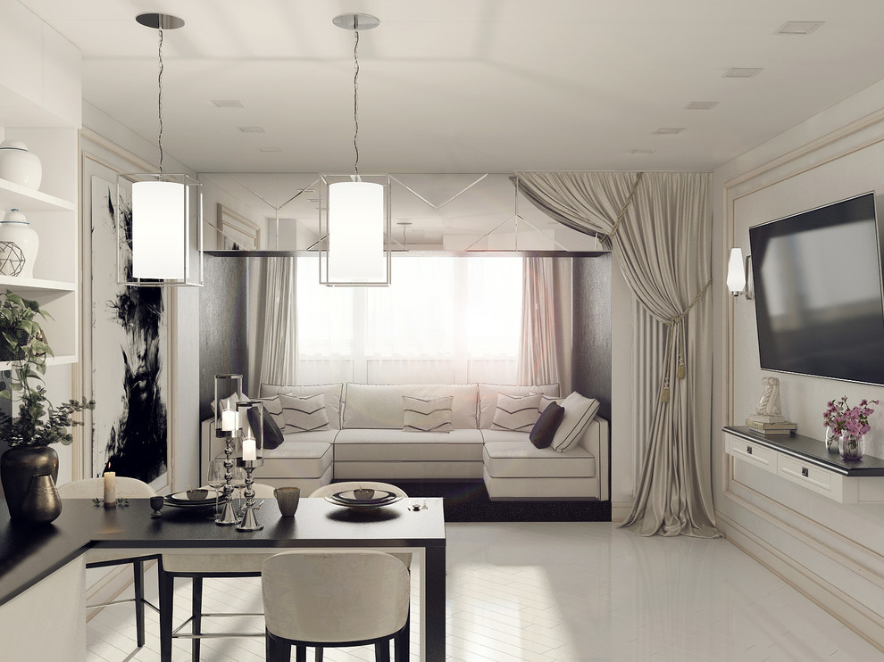 гостиная объединенная с балконом