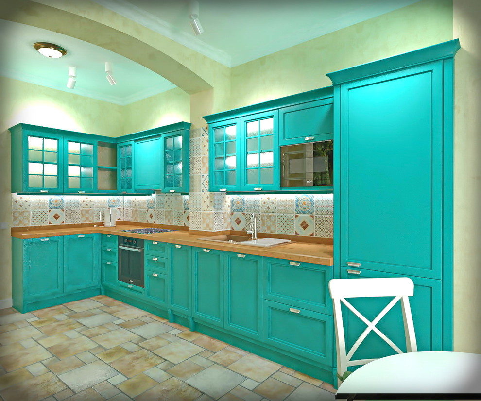 Бирюзовая кухня в средиземноморском стиле
