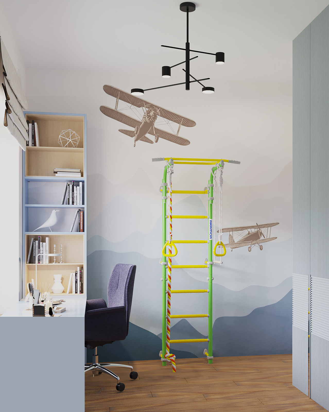 Современный загородный дом. 2 этаж. Спальня, детские, ванная