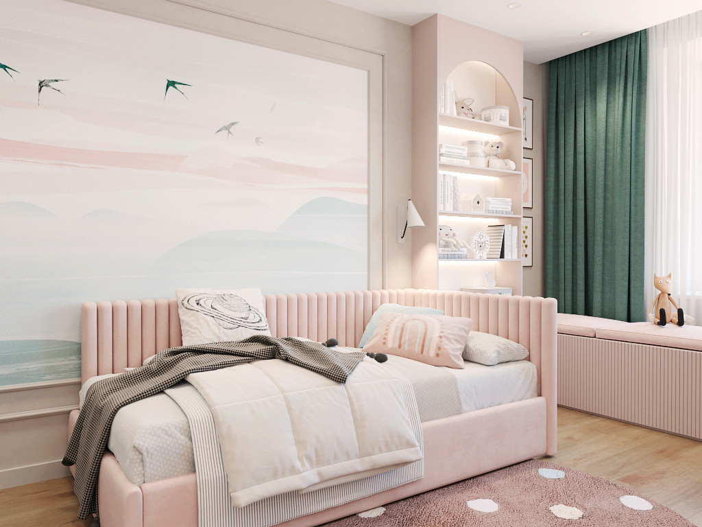 Проект детской комнаты для девочки 15 м.кв