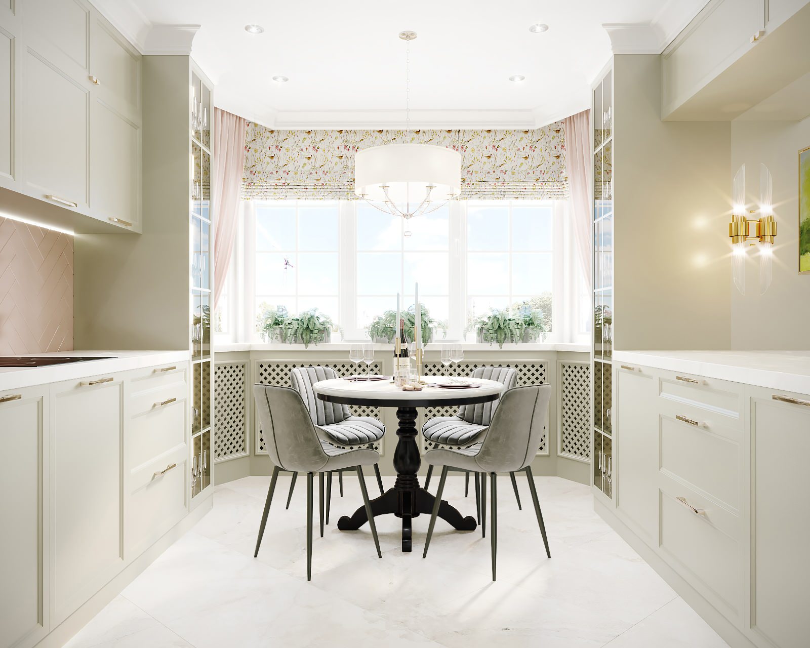 "Песто" кухня с эркером в квартире г.Москва