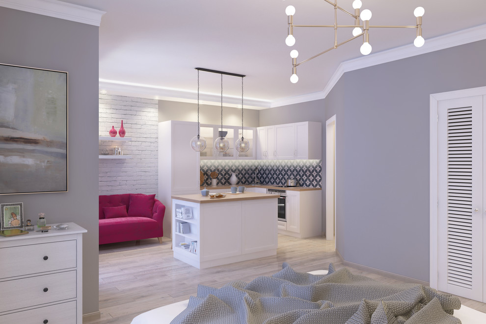 Квартира -студия в смешанном стиле.