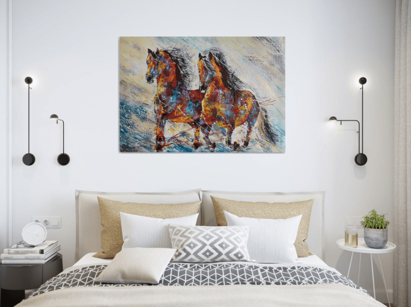 Спальня - Дизайн интерьера - Картины художницы Дианы Маливани (1)