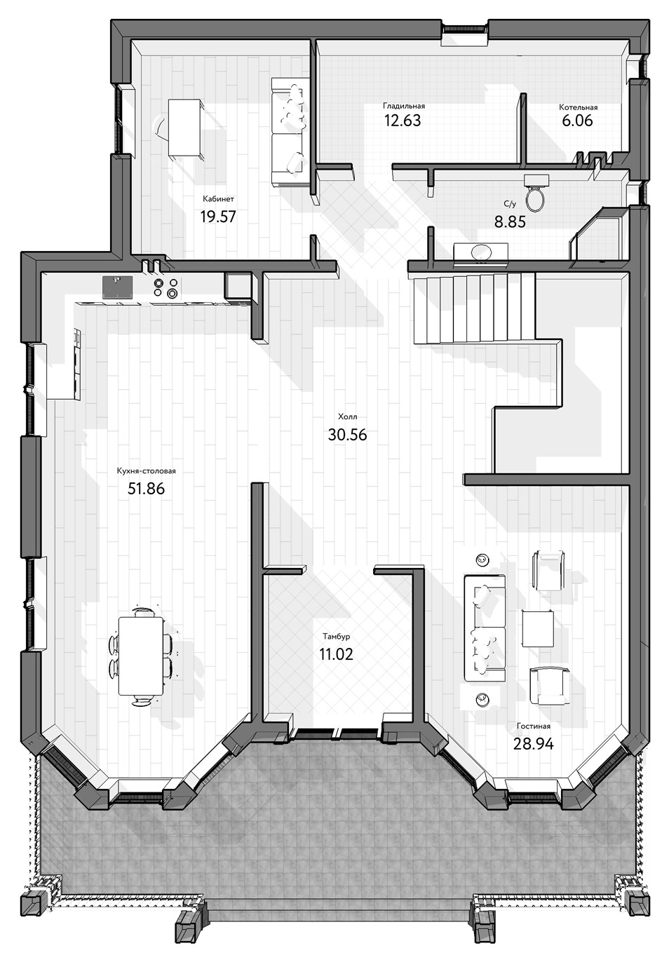 Двухэтажный классический коттедж Вэйде