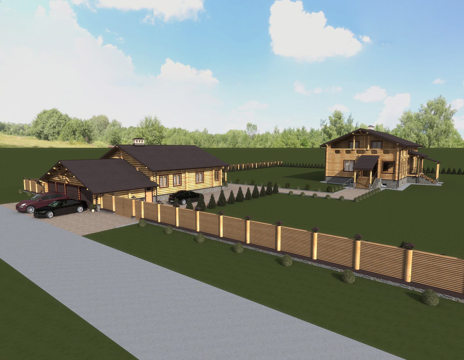 Фасад и экстерьер загородного деревянного дома