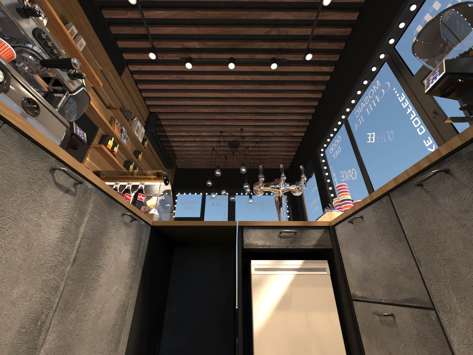 Эскизный проект торгового кофейного модуля в городской среде