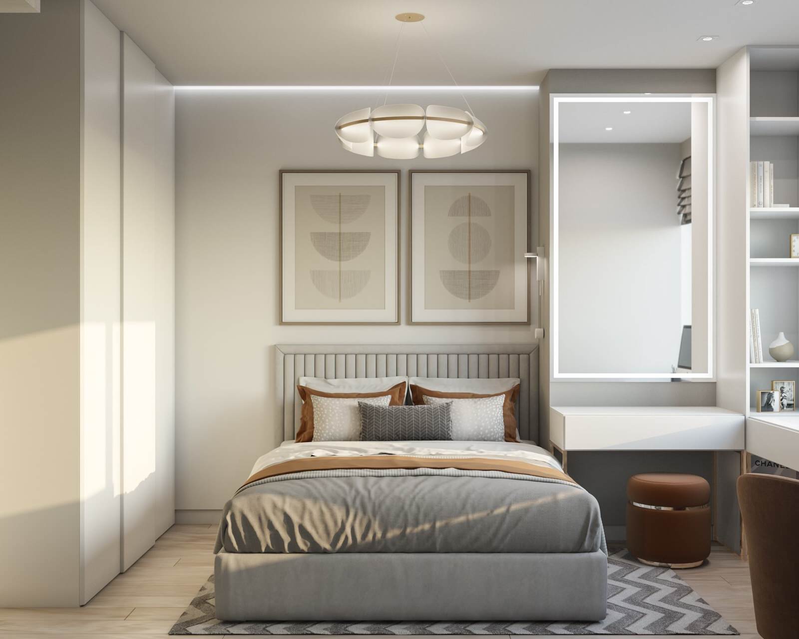 современная двушка в светлых тонах