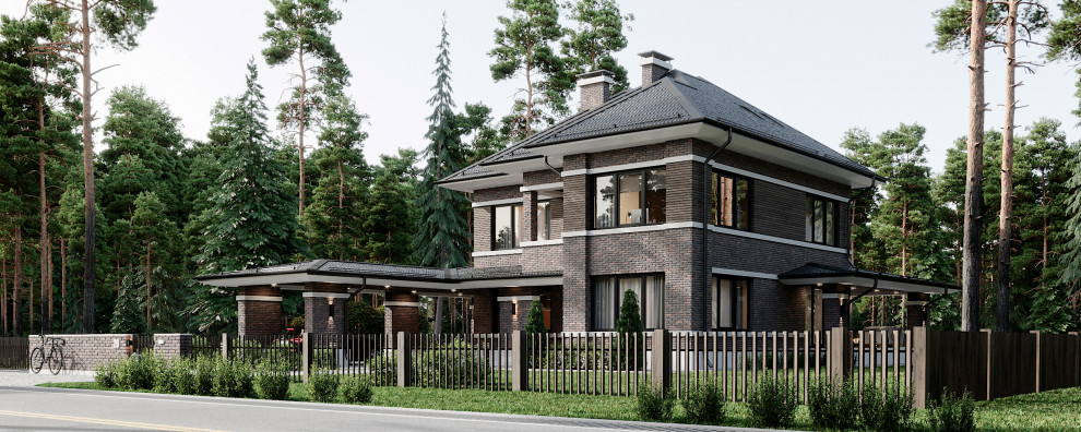 Проект фасада загородного дома в Санкт-Петербурге.