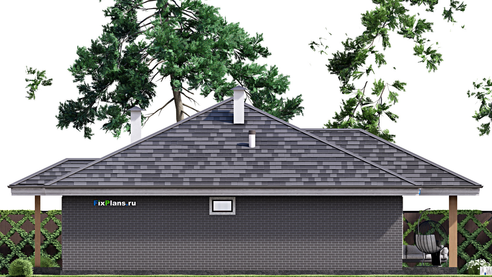 Проект одноэтажного дома 15х15м S167м2 F-15245