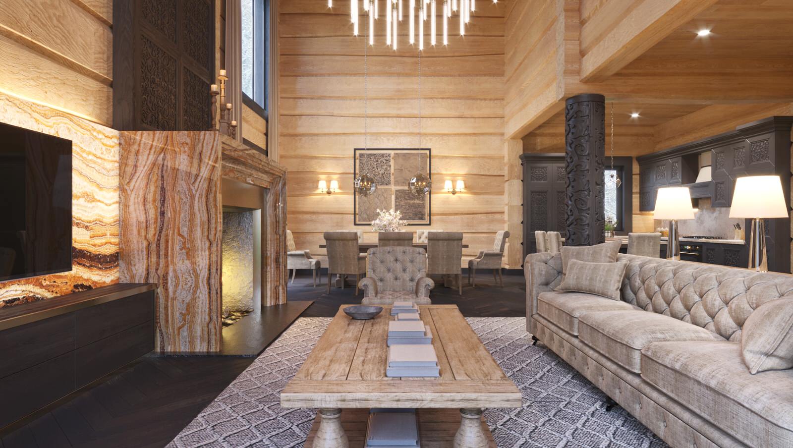 Обложка проекта: Шале со спа-зоной и бассейном из лафета кедра и бетона