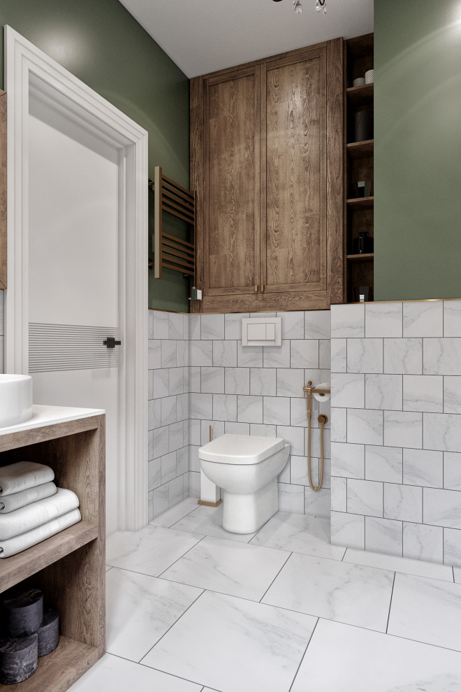 Дизайн квартиры в современном стиле. Цветные акценты и библиотека в 90 м. кв.