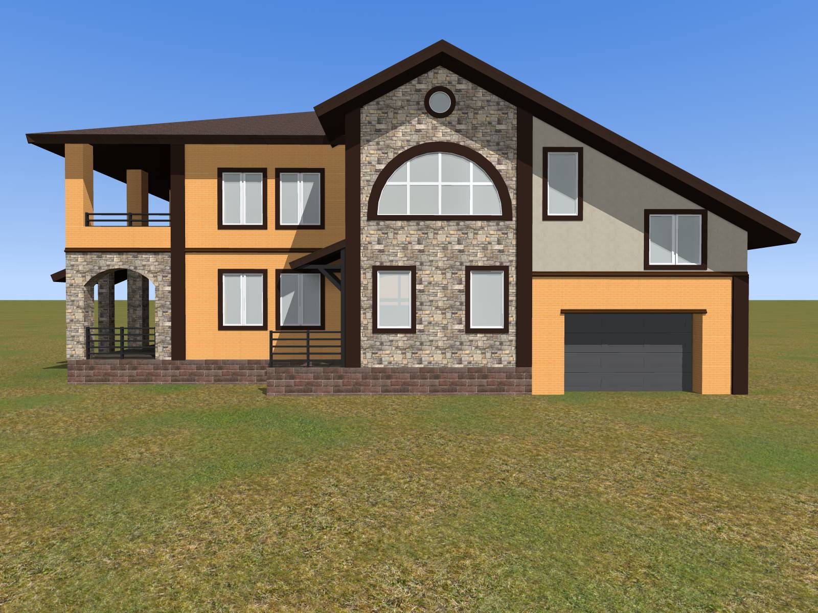 Проект переделки фасада из желтого кирпича