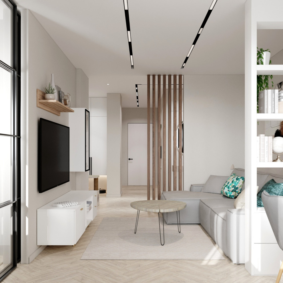 Гостиная в 3х комнатнаяой квартире в ЖК "Нахабино"