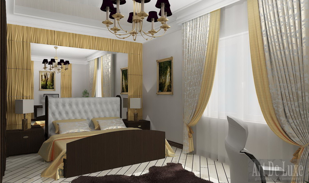 "Иней с золотом", спальня с рабочим местом