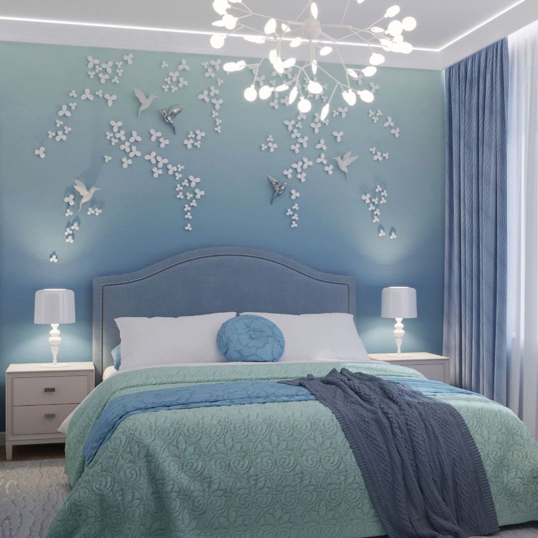 Романтический интерьер в небесно-голубых тонах