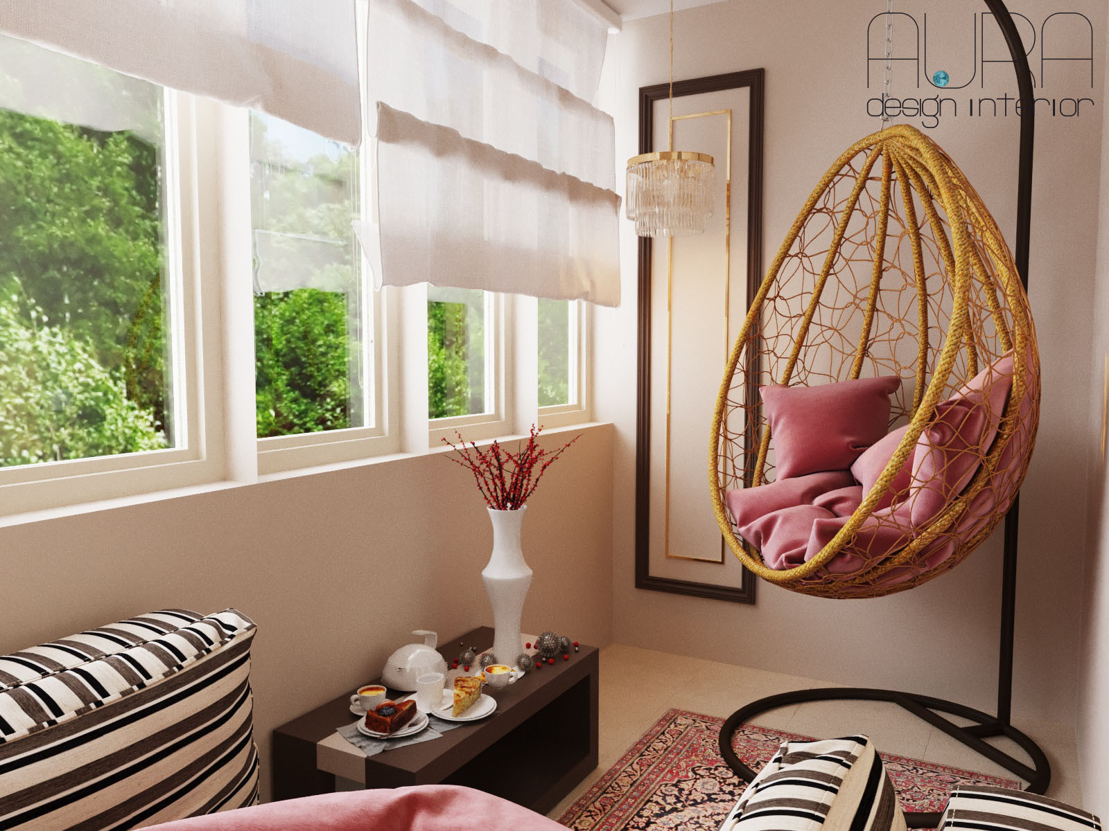 Дизайн квартиры, лоджия в светлых тонах