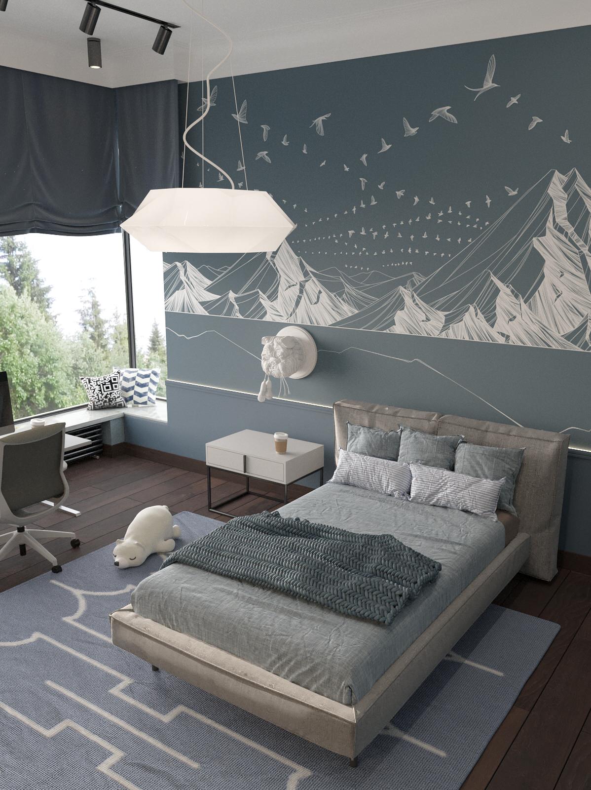 Интерьер двухэтажного загородного дома