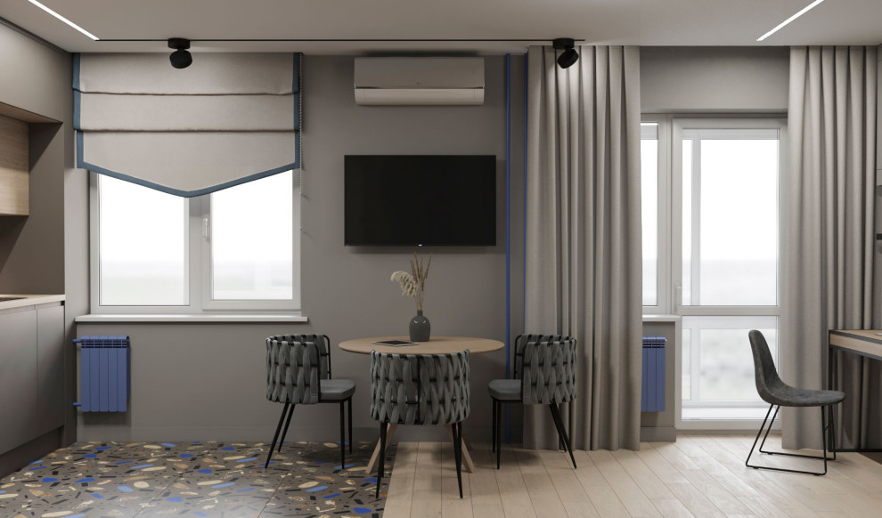 Студия для молодой семейной пары живущей в ритме и динамике