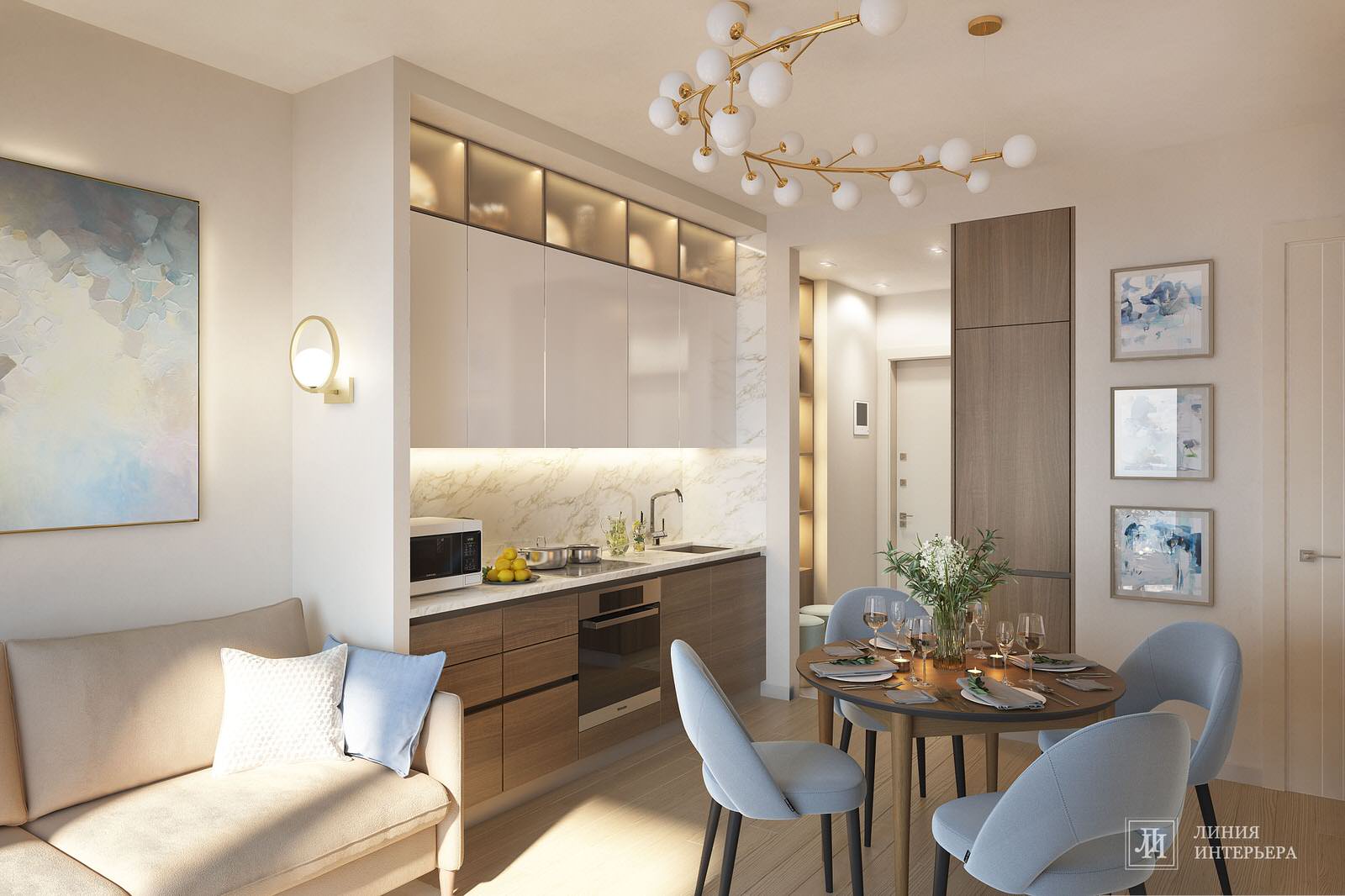 Современный интерьер однокомнатной квартиры