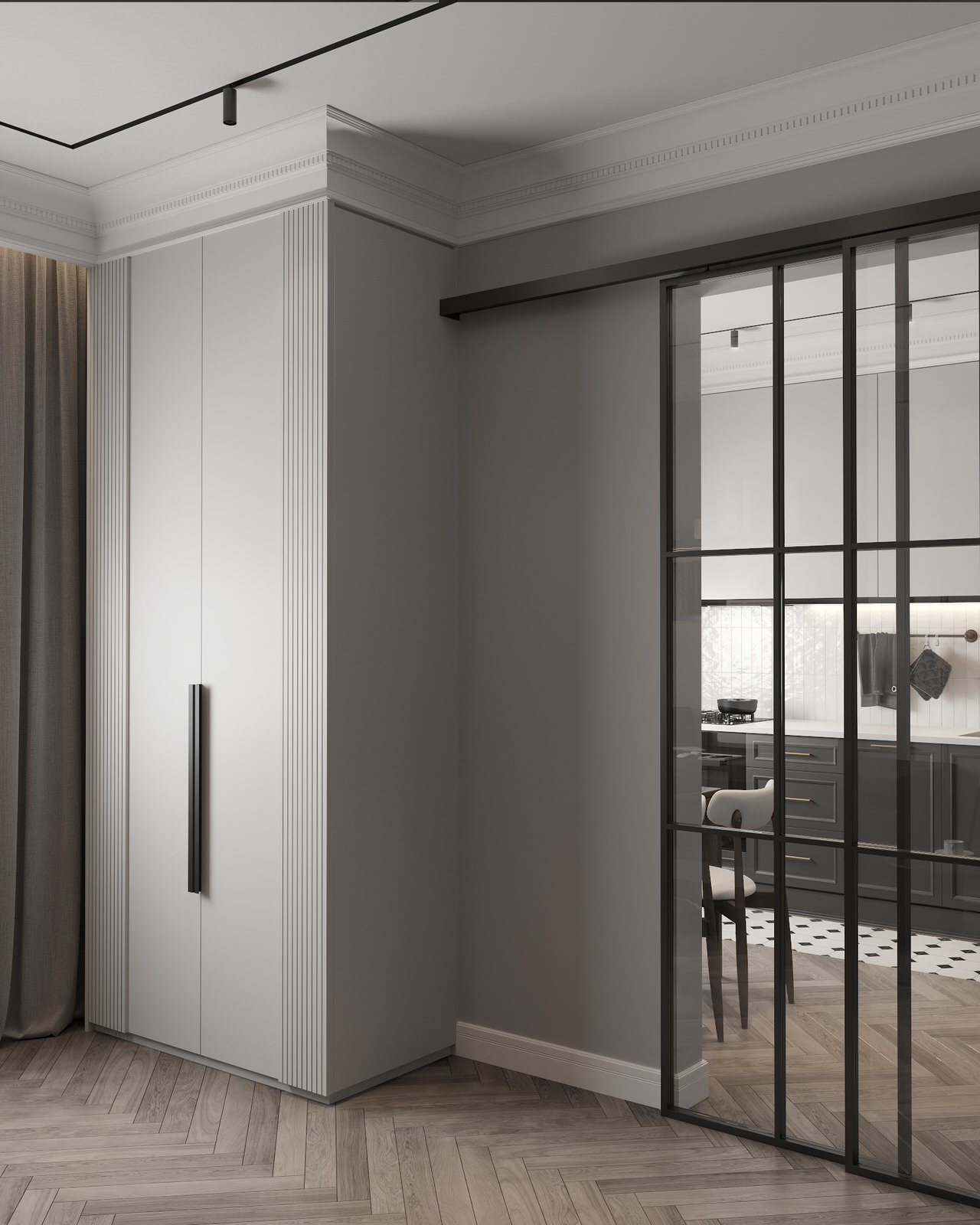 Интерьер однокомнатной квартиры в темных оттенках