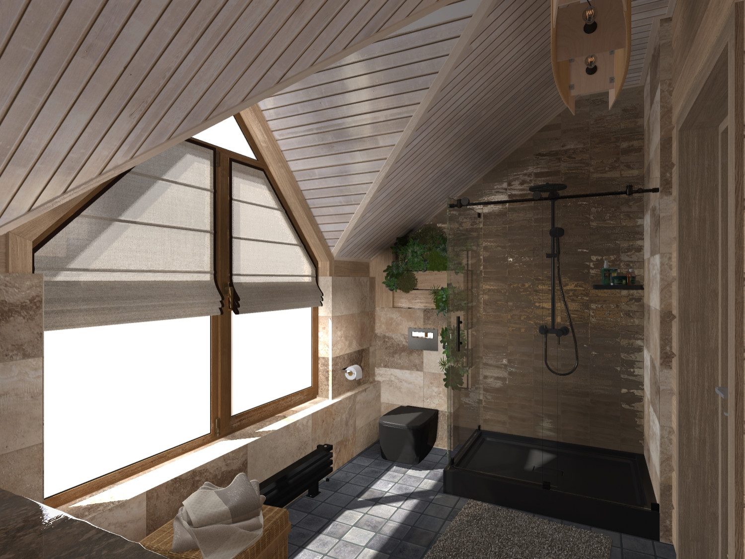 Ванная 2 этаж тёмная