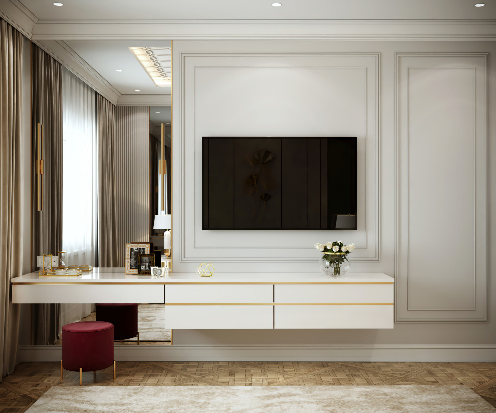 Обложка проекта: Спальня в проекте дизайна двухкомнатной квартиры в новостройке