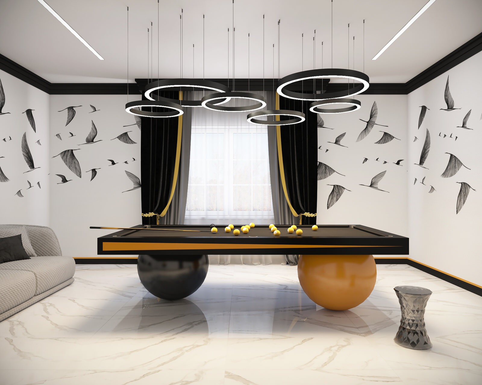 Комната для бильярда в загородном доме