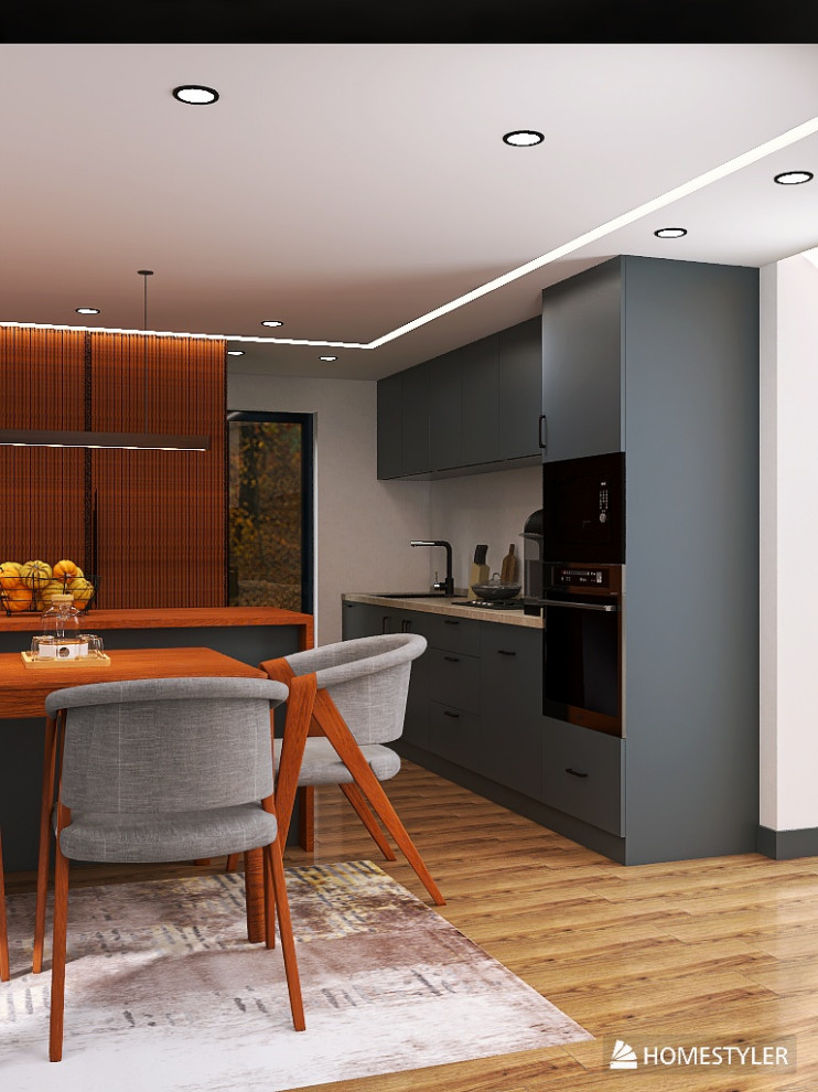 Обложка проекта: Кухня-столовая частного дома в современном стиле