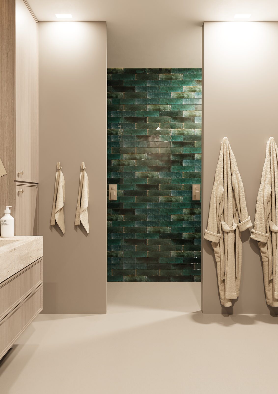 Дизайн-проект санузла микроцемент травертин