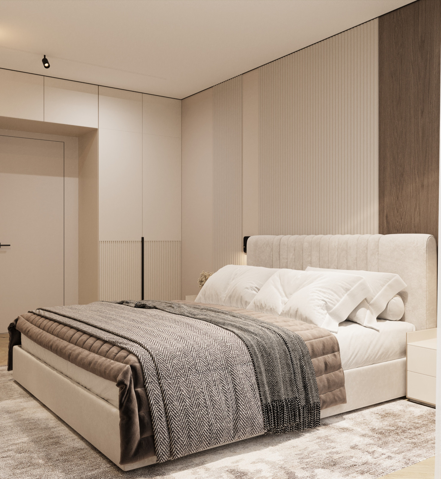 Дизайн интерьера спальни  в квартире  ЖК "Брусника"