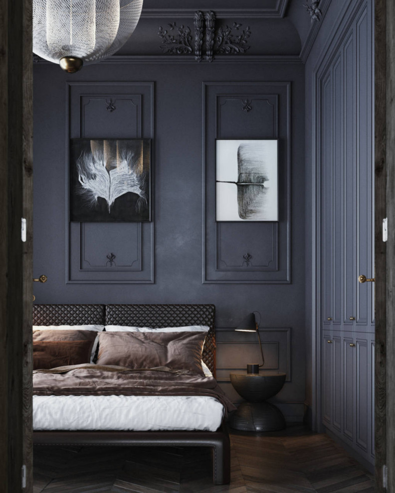 Black interior for a bachelor in St. Petersburg, 75m2