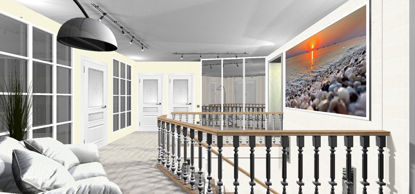 Обложка проекта: Коттедж. Холл с выходом на лестницу.