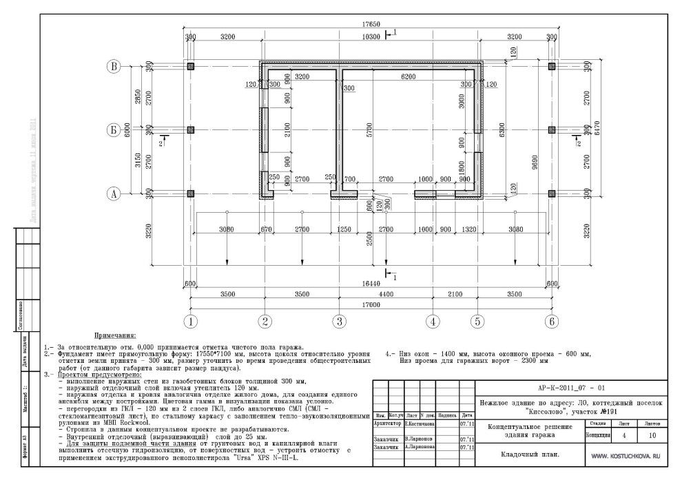 Проект гаража в пос.Киссолово