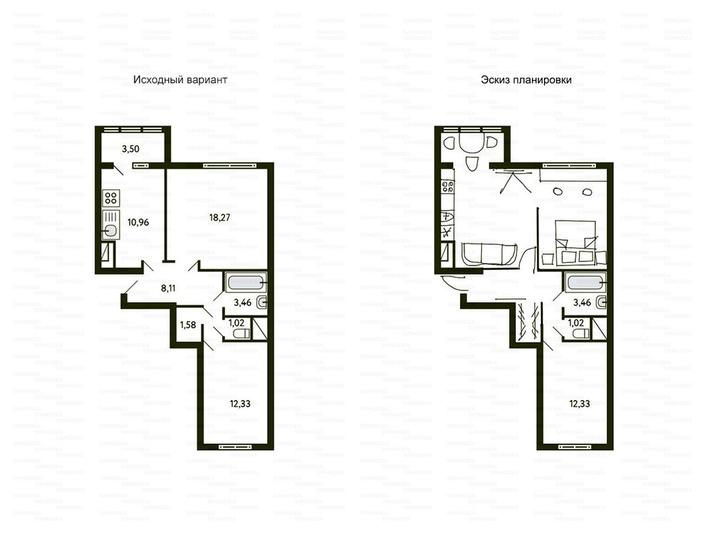 Идеи перепланировки для двухкомнатных квартир