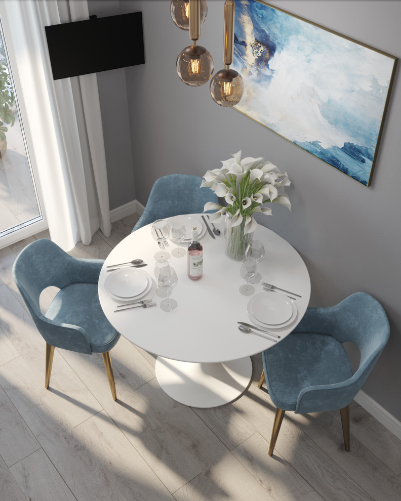 Однокомнатная квартира в серо-голубых тонах