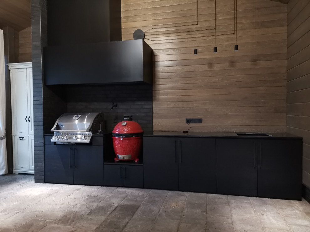 Обложка проекта: Летняя кухня в индустриальном стиле