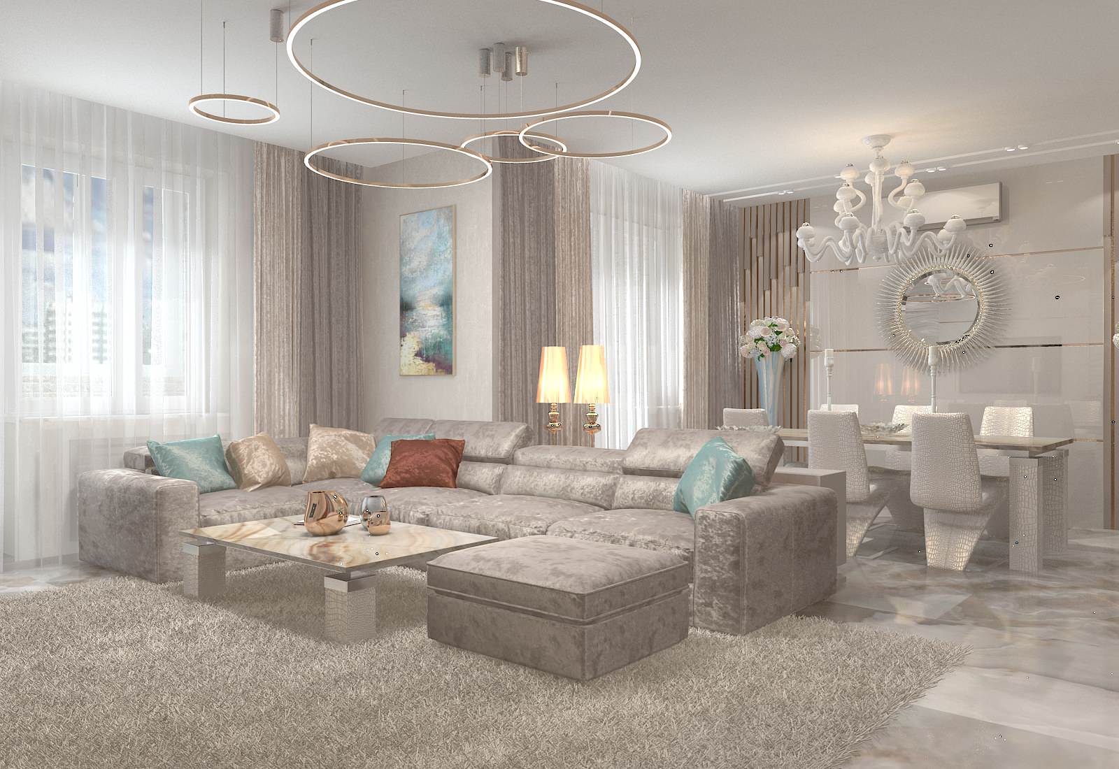 Обложка проекта: визуализация проекта квартиры на ул. Пушкина, г.Ростов-на-Дону