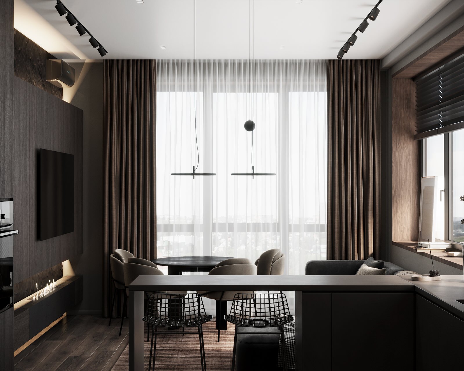 Монохромная квартира с террасой.