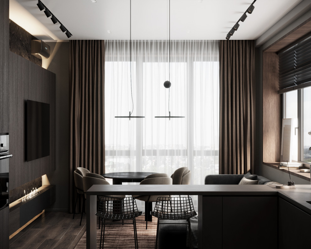 Монохромная квартира с террасой.