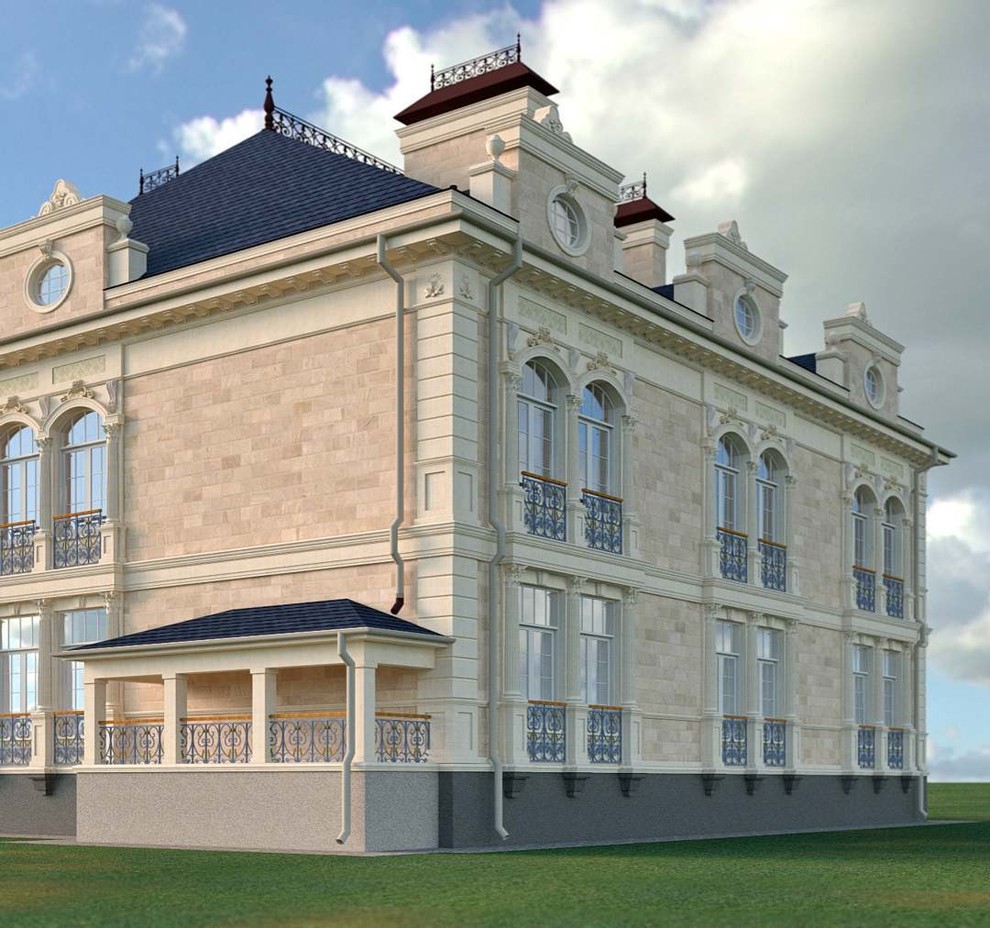 Частный дом в классическом стиле. Натуральный камень