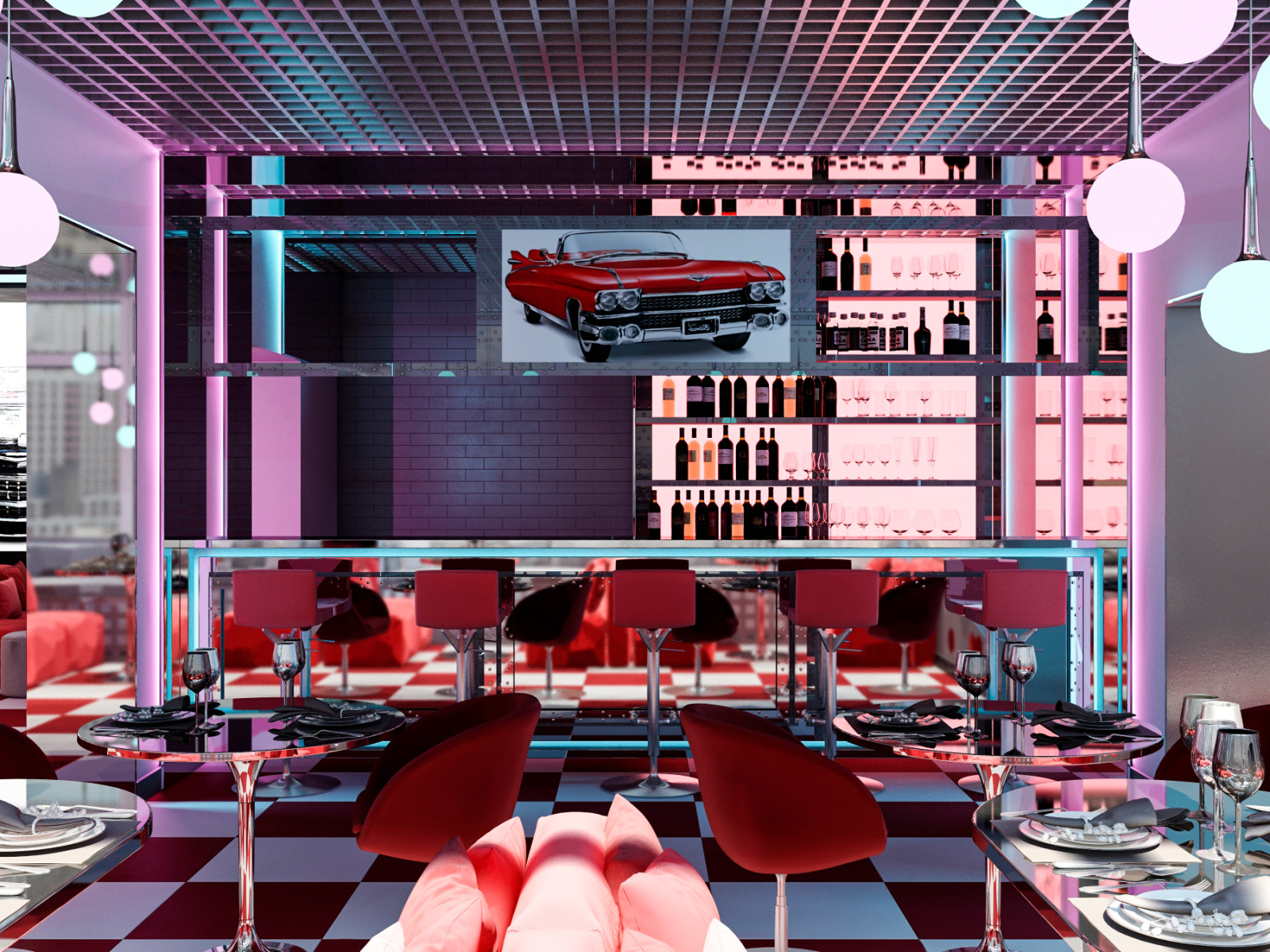 Кальянная в стиле 50х годов