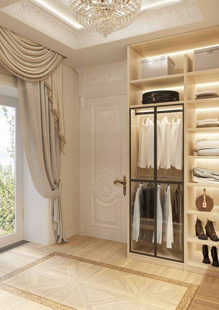 Гардеробная вход с спальне с выходом на тераса  2-ой этаж