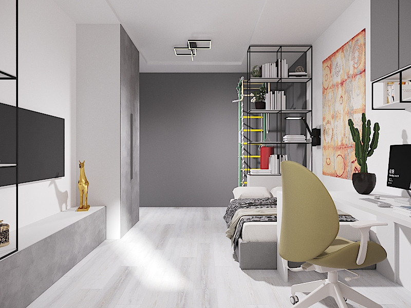 Трекомнатная квартира в серых тонах