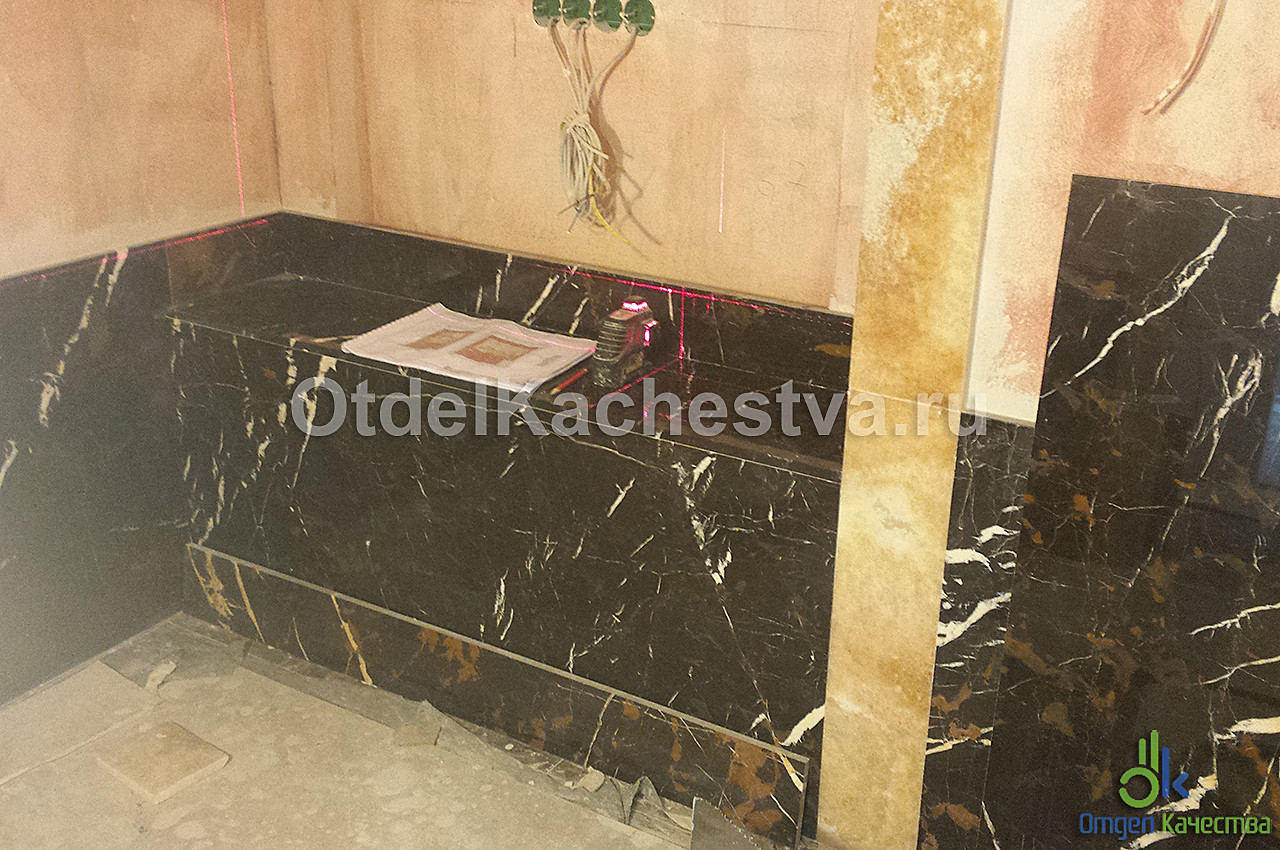 Укладка мрамора в ванной комнате