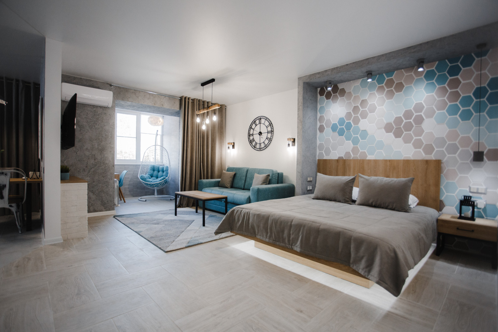 Обложка проекта: лофт гостиная-спальня