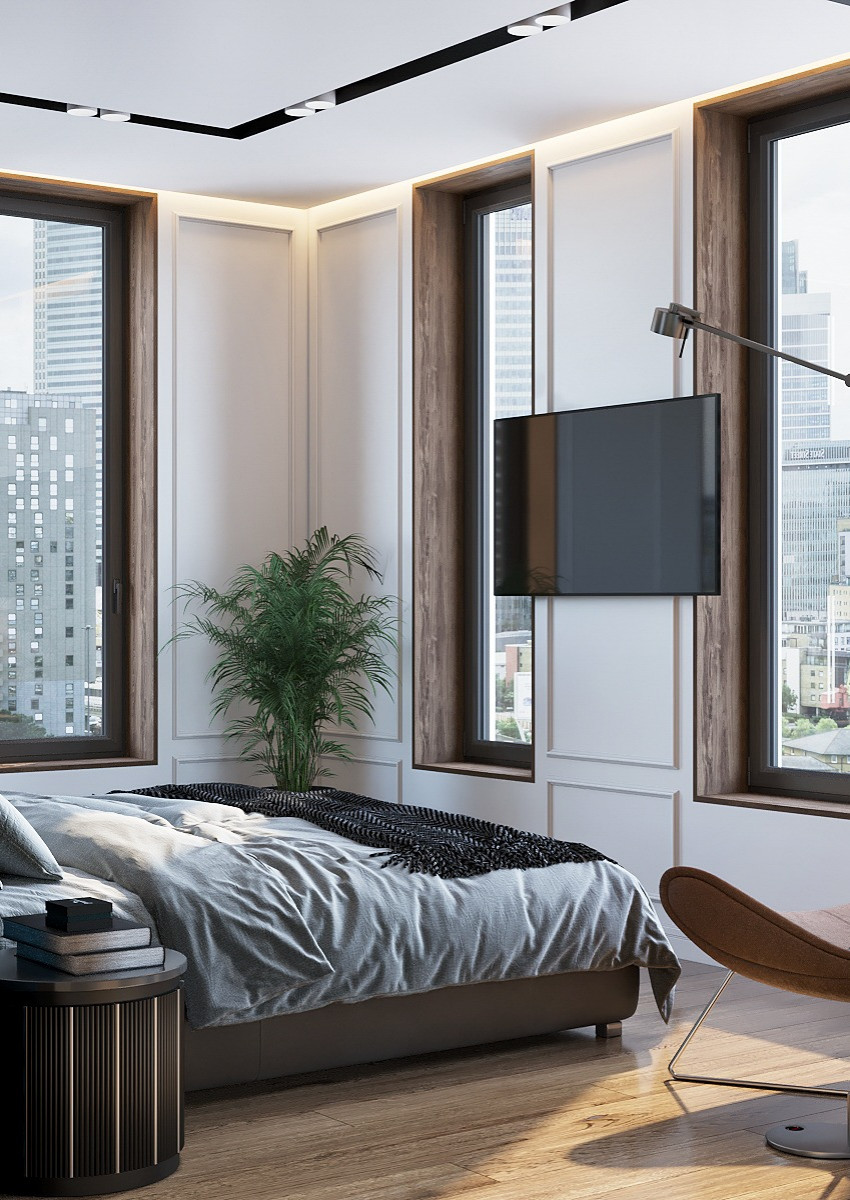 Спальня с видовыми окнами.