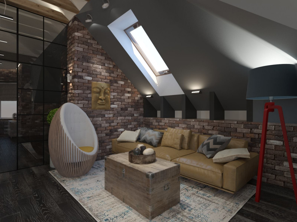 Обложка проекта: Лаунж зона в спальне холостяка в стиле лофт