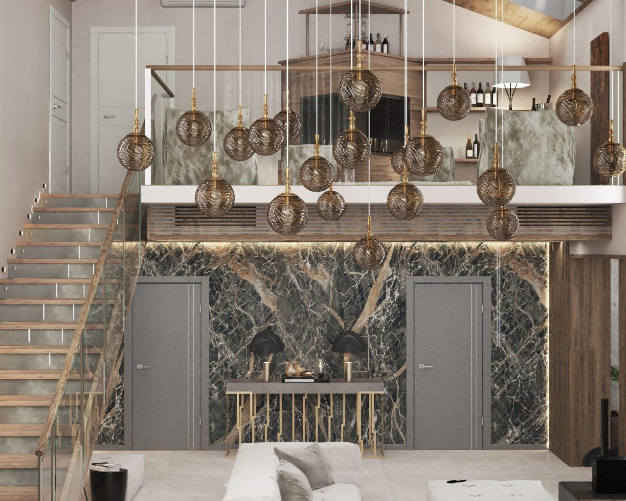 Обложка проекта: Современная деревянная лестница на 2 этаж, изготовление для частного дома