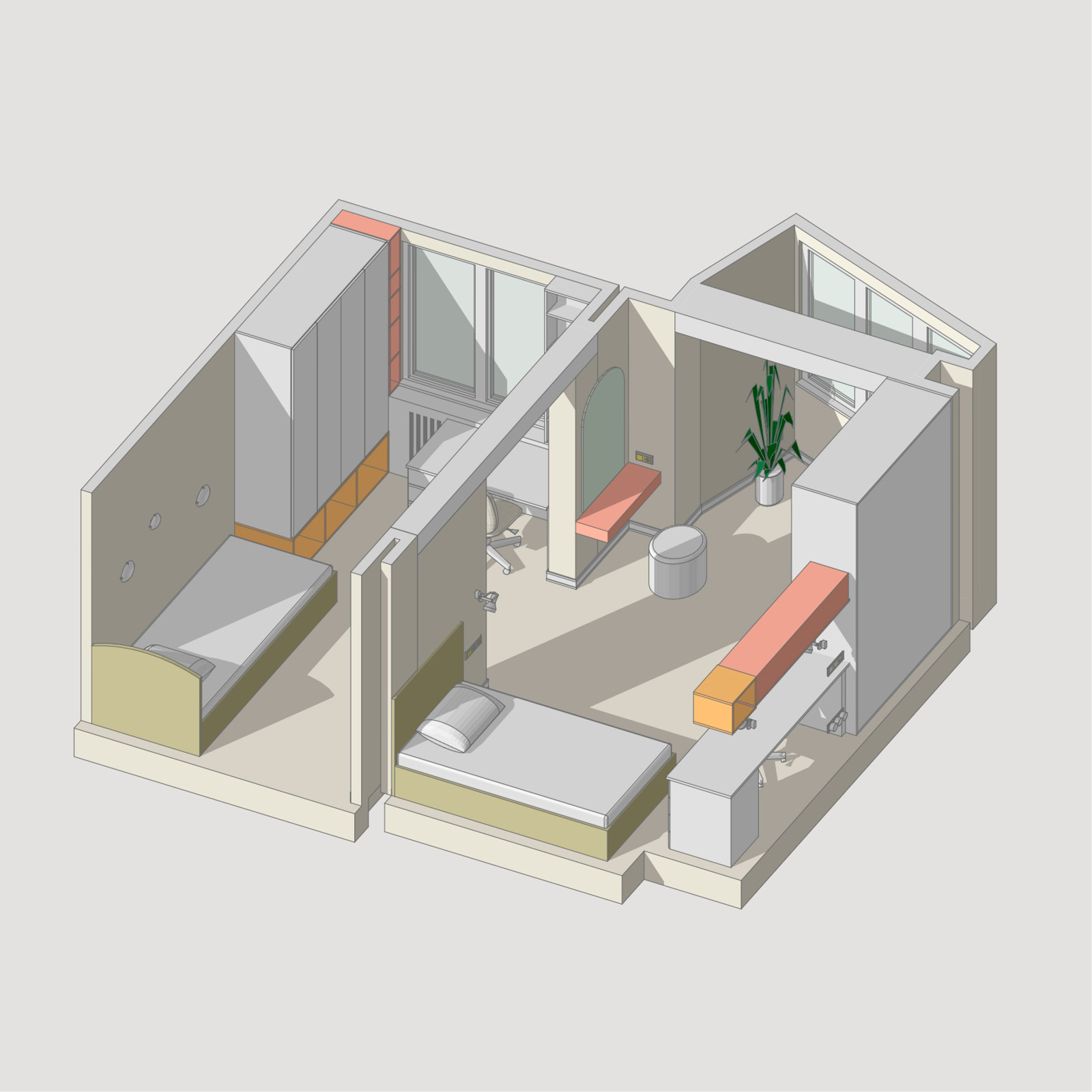 Детская комната для двух девочек на Камчатке {22кв.м.}